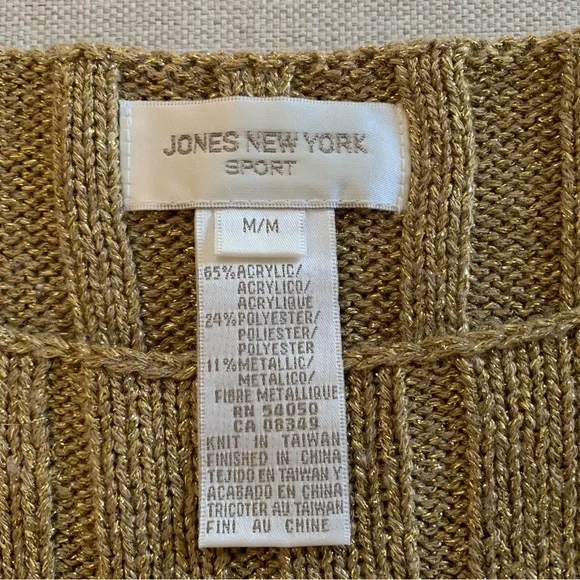 Jones New York Women's Gold Ribbed Crew Neck Sweater with Metallic Threading - Picture 6 of 7